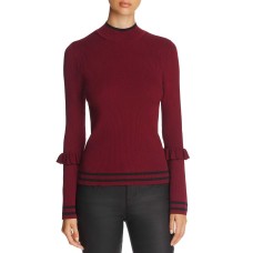 Marled Women's Track Stripe Ruffle Trim Sweaters