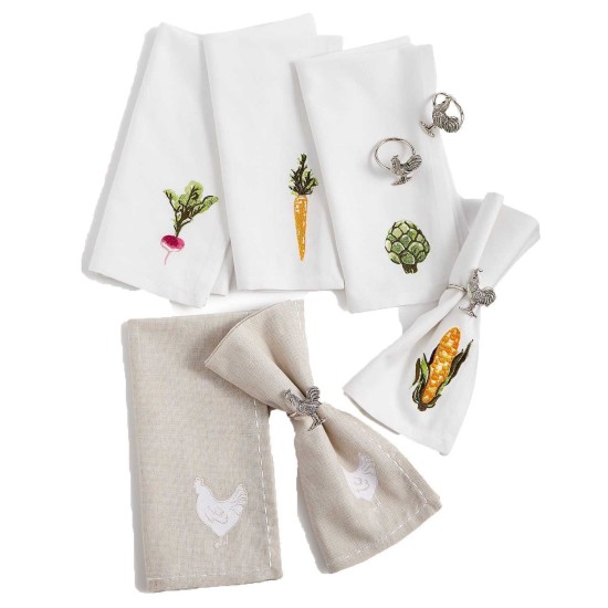  Collection Chicken Napkin Rings Set of 4 (Silver )