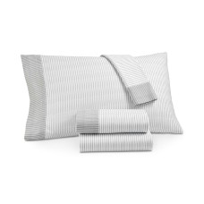 Martha Stewart Collection Cotton Distressed Stripe 3-Pc. Flannel Twin Sheet Set (Med Gray, 39 x 75 x 15)