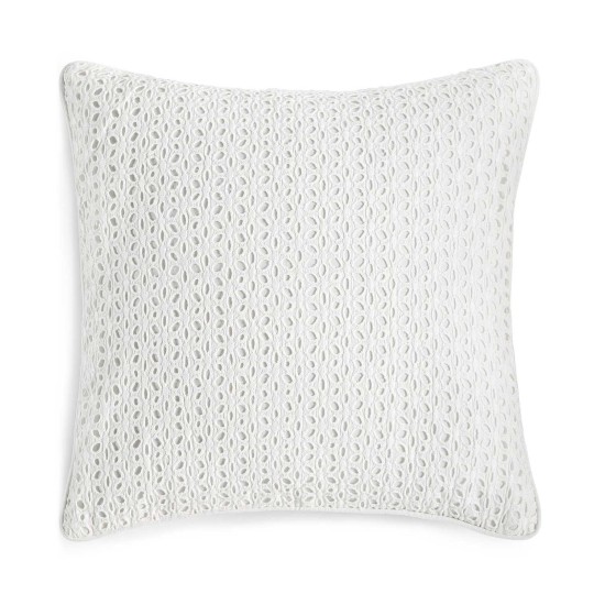  Collection Eyelet Diamond White 18″ Square Decorative Pillow