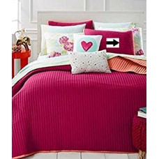 MARTHA STEWART – Whim Turnabout Lipstick Pom Pink Standard Quilted Pillowsham