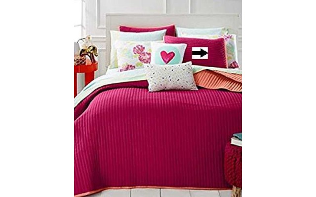 MARTHA STEWART – Whim Turnabout Lipstick Pom Pink Standard Quilted Pillowsham