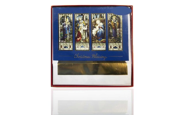  Holiday Collection Christmas Blessings 16 Greeting Cards & Envelopes, Stain Glass
