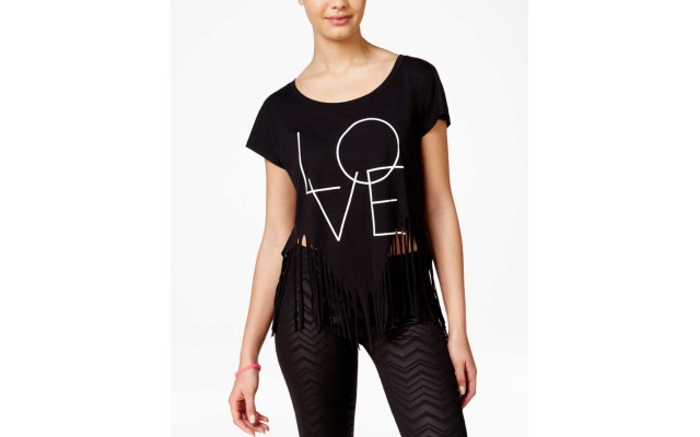  Active Juniors Fringe Graphic Top (Black, Medium)