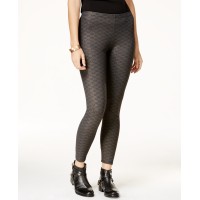 Material Girl Juniors’ Foil-Printed Pull-On Leggings (Caviar Black Combo, XS)