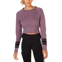 Material Girl Juniors’ Striped-Sleeve Crop Top (Lavender)