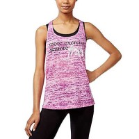 Material Girl Womens Active Juniors’ Braided-Back Graphic Tank Tops