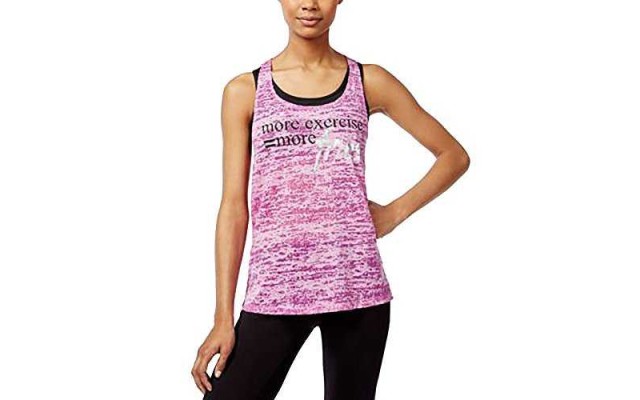  Womens Active Juniors’ Braided-Back Graphic Tank Tops