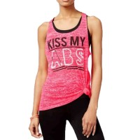 Material Girl Women's Active Juniors’ Braided-Back Graphic Tank Tops