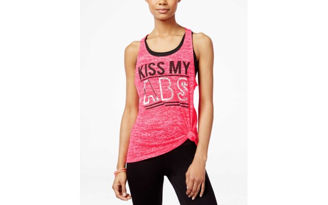  Women's Active Juniors’ Braided-Back Graphic Tank Tops