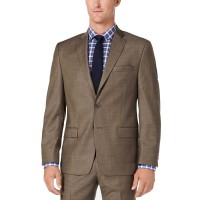 Michael Kors Classic/Regular Stretch Sharkskin Wool Suit (Brown, 38R/M37)