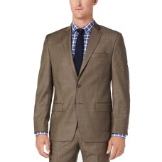 Michael Kors Classic/Regular Stretch Sharkskin Wool Suit (Brown, 38R/M37)