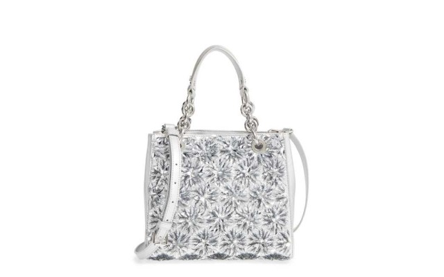  Flora Burst Satchel North South Silver Satchel Handbag