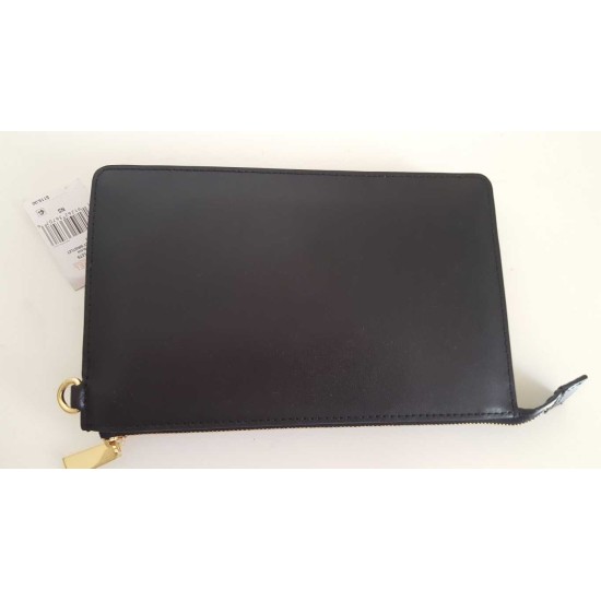 Michael Kors Medium Gusset Wristlet Wallet Black Leather Bag