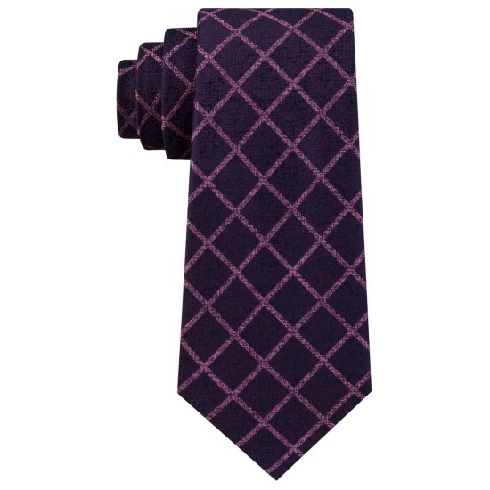  Men’s City Grid Silk Tie (Purple)