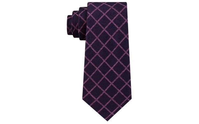  Men’s City Grid Silk Tie (Purple)
