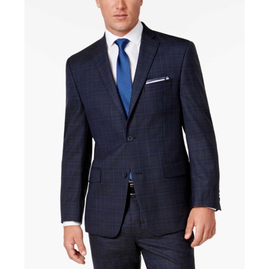  Men’s Classic-Fit Bold Plaid Suit (Blue, 40 REG 33W)
