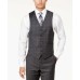  Men’s Classic-Fit Dark Windowpane Vested Suit (Gray & Blue, 40 REG 33W)