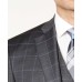  Men’s Classic-Fit Dark Windowpane Vested Suit (Gray & Blue, 40 REG 33W)