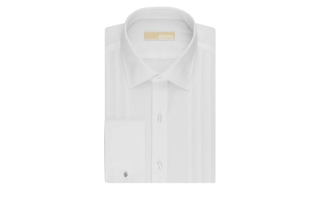  Men’s Classic-Fit French Cuff Tuxedo Shirt (White, 18/34-35)