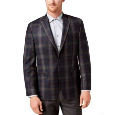 Michael Kors Men’s Classic-Fit Green Plaid Sport Coat (Dark Green, 40)
