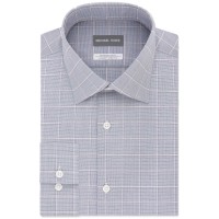 Michael Kors Men’s Classic/Regular Fit Non-Iron Airsoft Stretch Performance Check Dress Shirt (Chianti, 17/36-37)