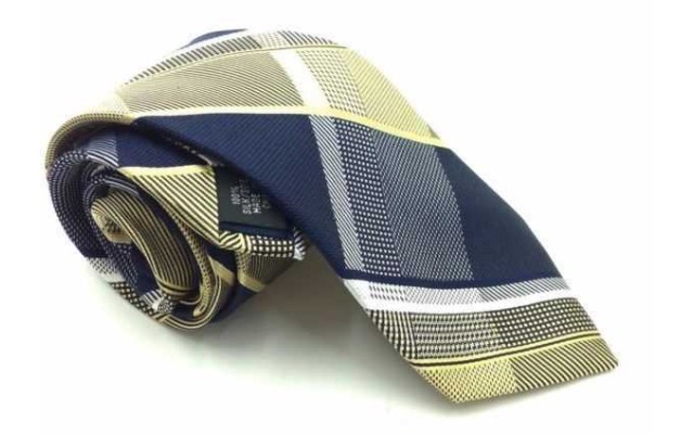  Mens Forest Plaid Tie (Yellow, One Size)