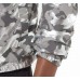  Men’s Jacket Large Camo Print Hooded Jacket(Silver, L)