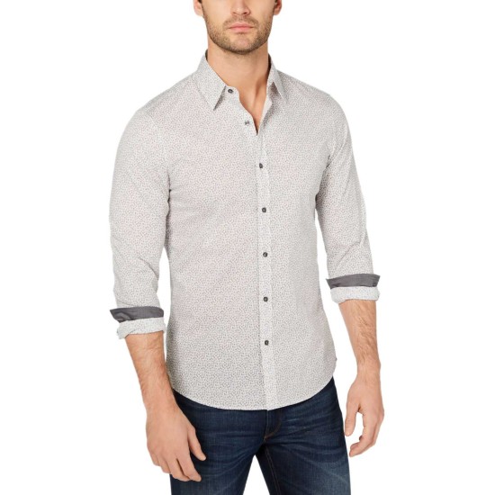  Men’s Micro-Print Dot Shirt (Grey Printed, XXL S/S)