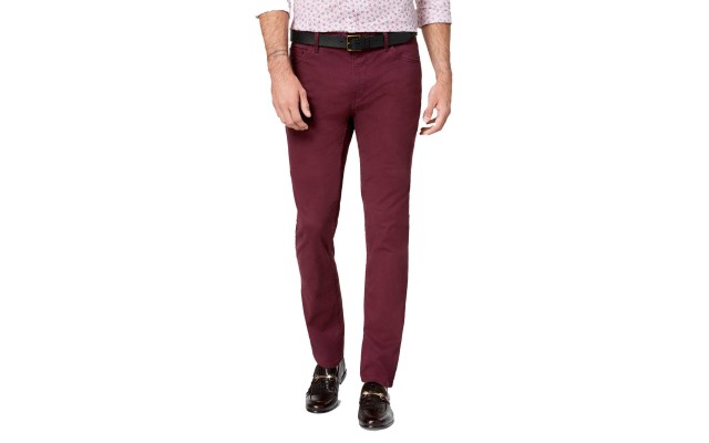  Men’s Parker Slim-Fit Stretch Pants (Dark Red, 36X34)