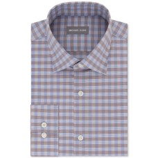 Michael Kors Men’s Regular Fit Airsoft Stretch Non-Iron Performance Check Dress Shirts