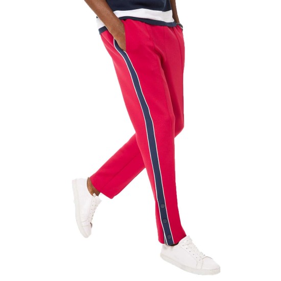  Men’s Scuba Stripe Side-Snap Track Pants (Bright Red, S)