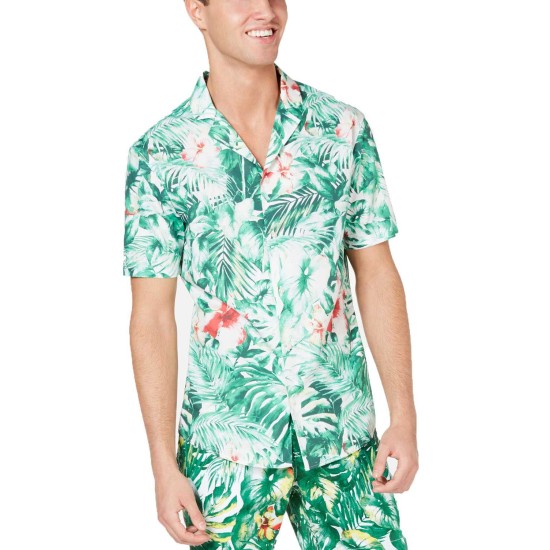  Men’s Slim-Fit Jungle-Print Camp Shirts