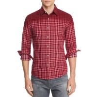 Michael Kors Men’s Slim Fit Linen Blend Dip-Dyed Plaid Shirts