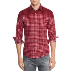 Michael Kors Men’s Slim Fit Linen Blend Dip-Dyed Plaid Shirts