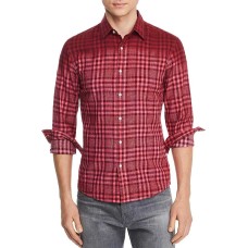Michael Kors Men’s Slim Fit Linen Blend Dip-Dyed Plaid Shirts