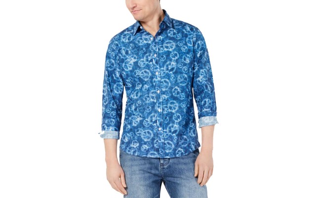  Men’s Slim-Fit Peace-Print Shirts