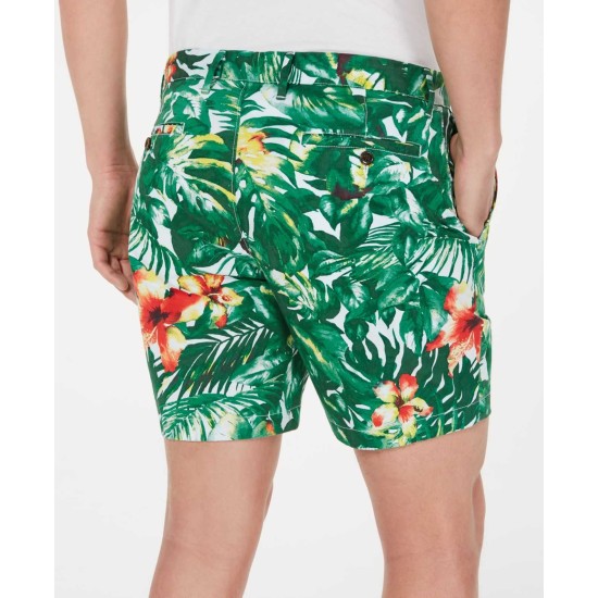  Men’s Slim-Fit Stretch Jungle-Print Shorts
