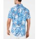  Men’s Slim-Fit Stretch Striped Palm-Print Seersucker Camp Shirts