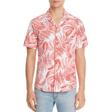 Michael Kors Men’s Slim-Fit Stretch Striped Palm-Print Seersucker Camp Shirts