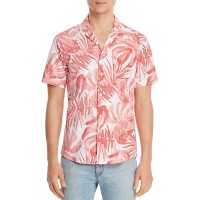 Michael Kors Men’s Slim-Fit Stretch Striped Palm-Print Seersucker Camp Shirts