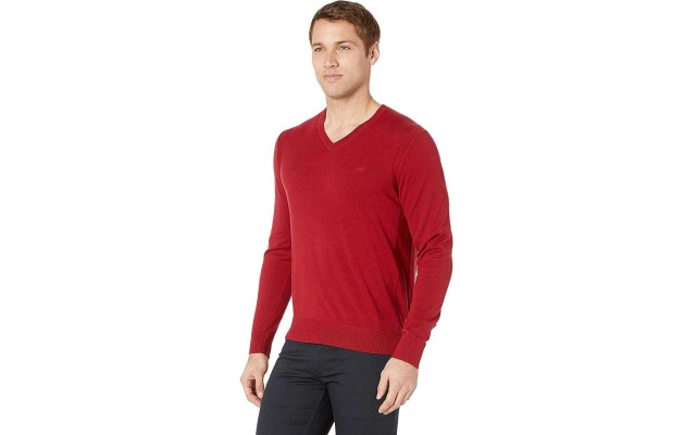  Men’s Solid Pullover Ribbed V-Neck  Sweater