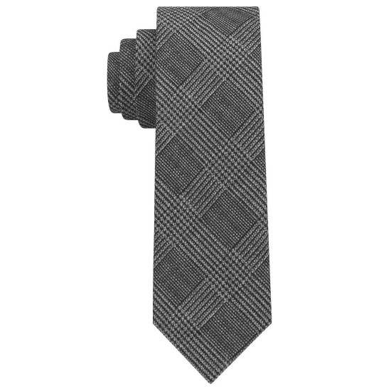  Men’s Statement Check Slim Tie (Gray)