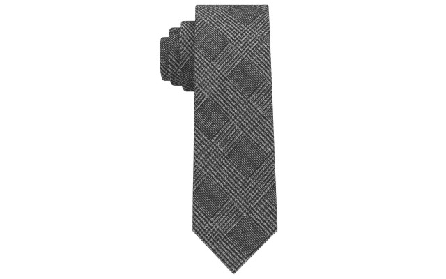  Men’s Statement Check Slim Tie (Gray)
