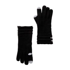 Michael Kors Ottoman Stitch Long Gloves (Black, One Size)