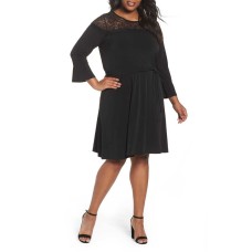 Michael Kors Plus Bell-Sleeve Dress (Black, 3X)