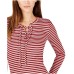  Ribbed Lace-Up Top (Bright Terra Cotta/White, L)