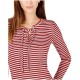  Ribbed Lace-Up Top (Bright Terra Cotta/White, L)