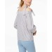  Striped Cold-Shoulder Top (Gray, L)