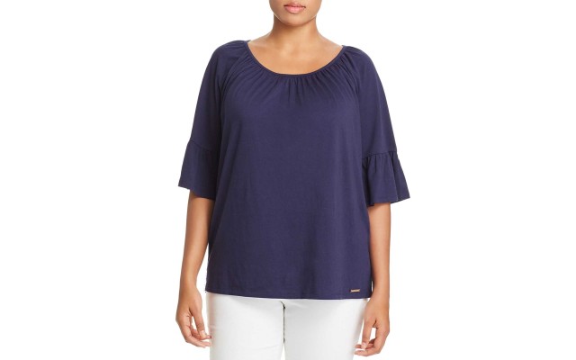  Woman’s Gathered-Sleeve Top (Blue 0X)